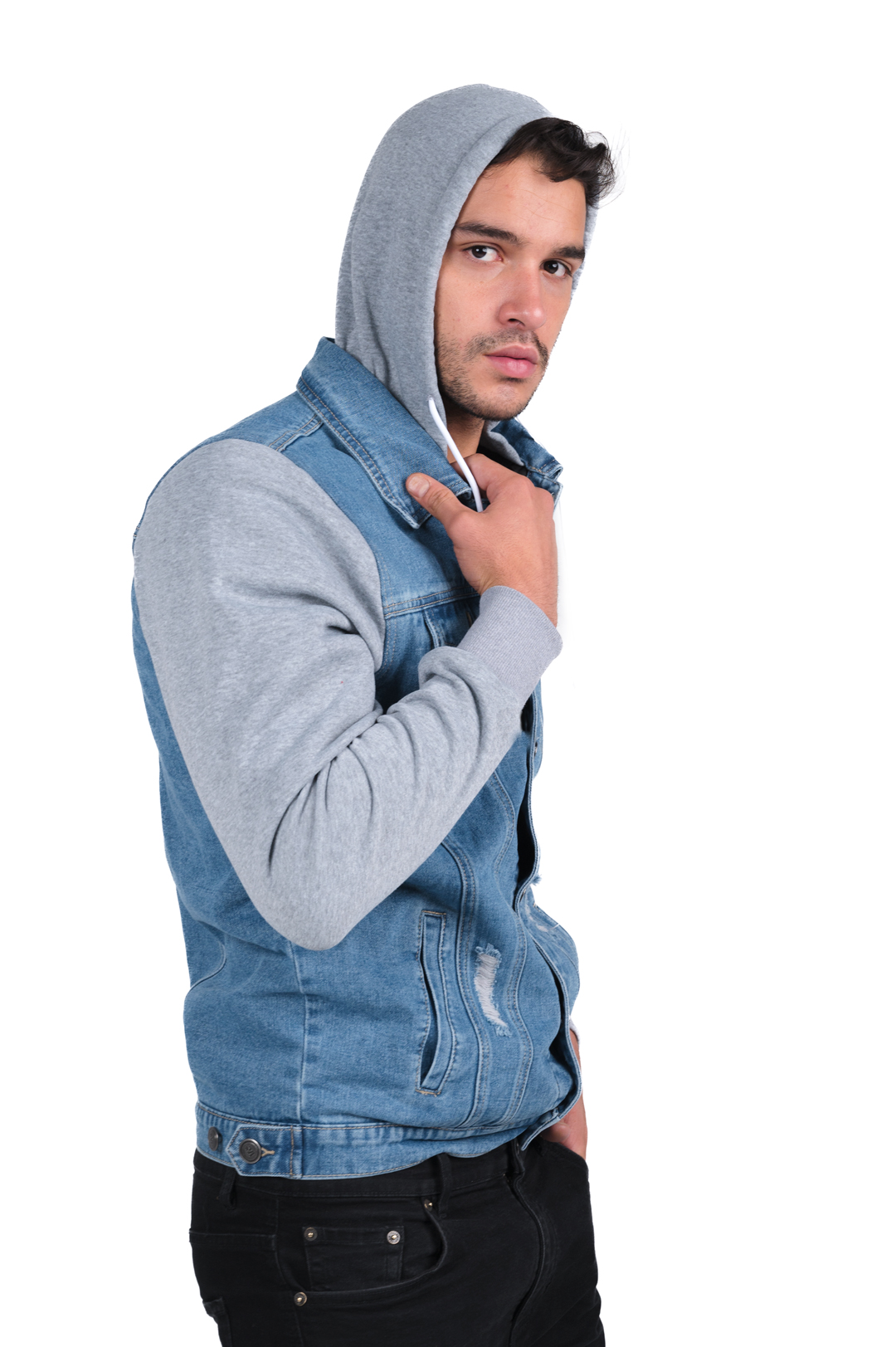 Chamarra de Mezclilla con Gorro Hombre sudadera