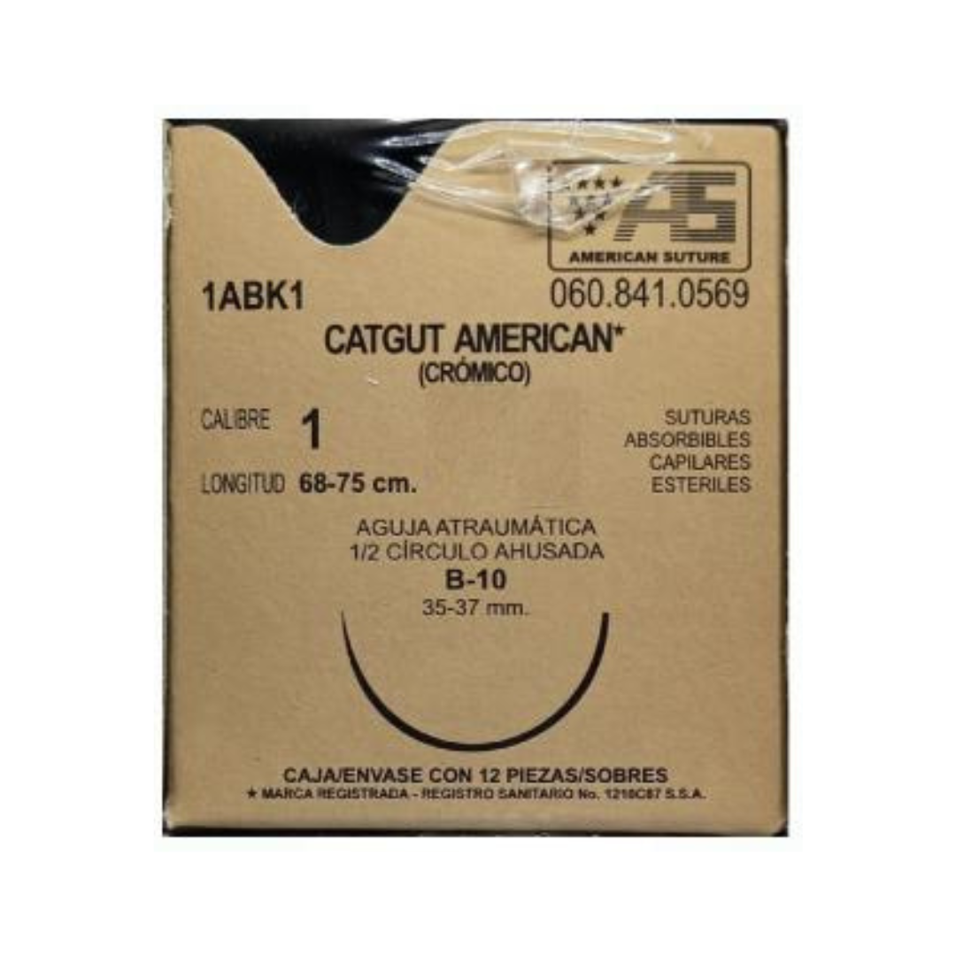 Sutura Catgut Crómico 1 B-10 AMERICAN SUTURE