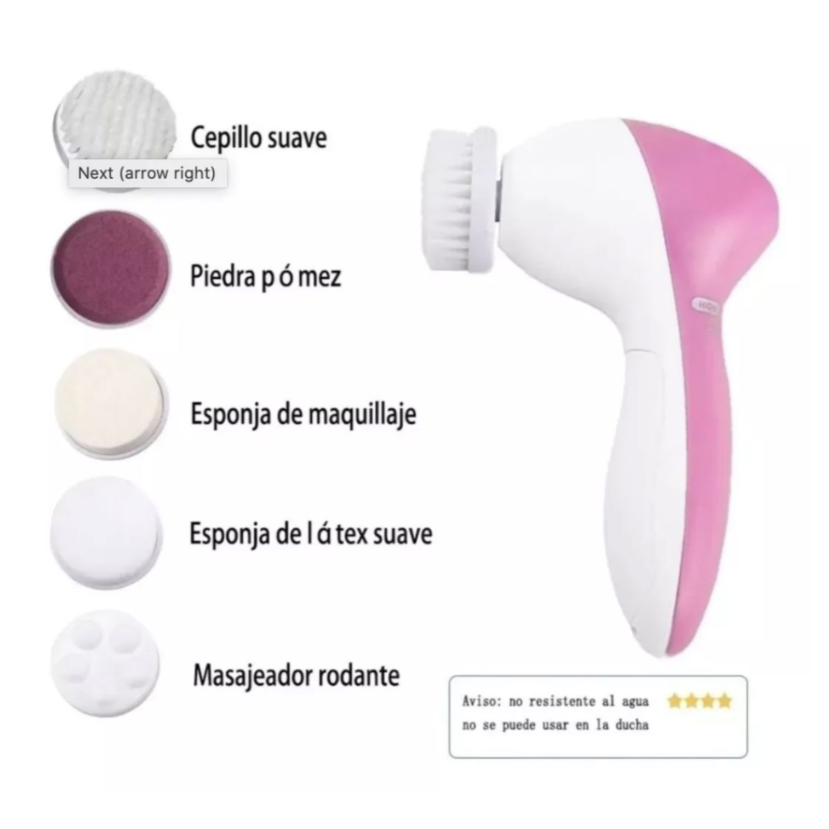 Cepillo Facial Electrico Spa Rostro 5 en 1 Limpieza Facial