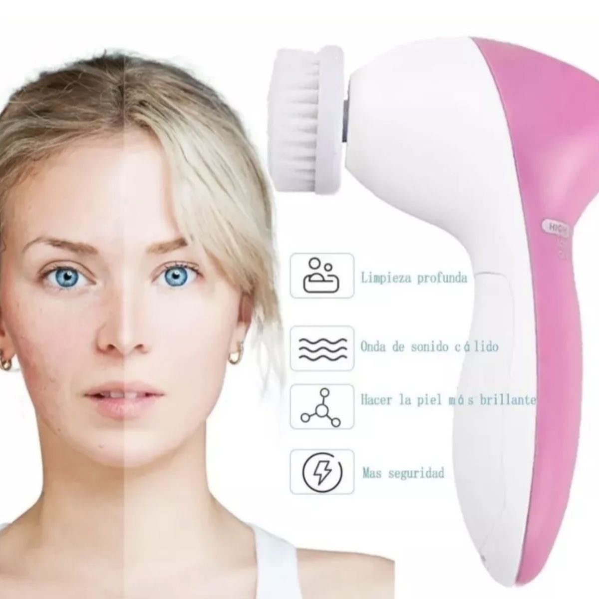 Cepillo Facial Electrico Spa Rostro 5 en 1 Limpieza Facial