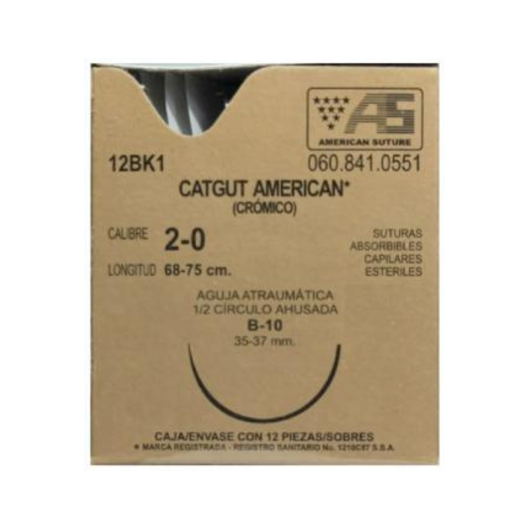 Sutura Catgut Crómico 2-0 B-10 AMERICAN SUTURE