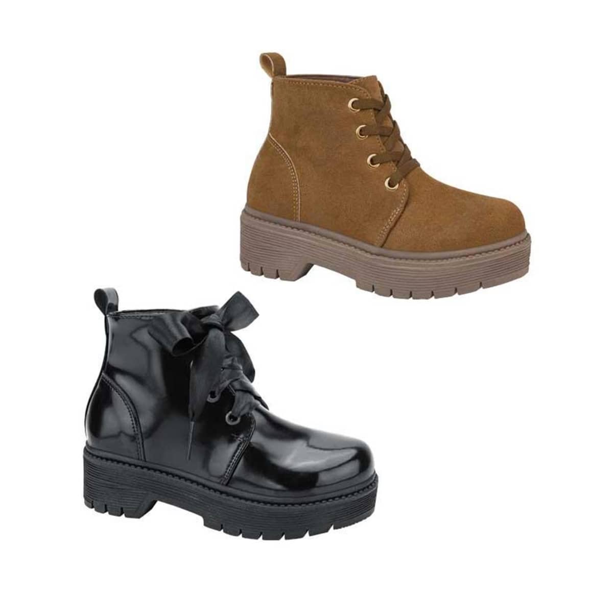 Kit de 2 pares de botines tipo militar marca Vivis Shoes Kids mod. 1110021