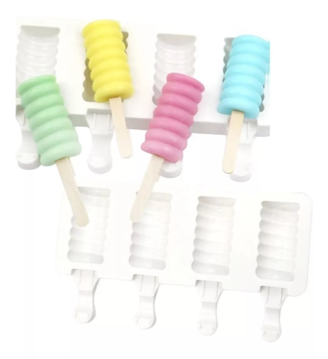 Set 2 Moldes Silicón Paletas De Hielo Mini Magnum Tornillo