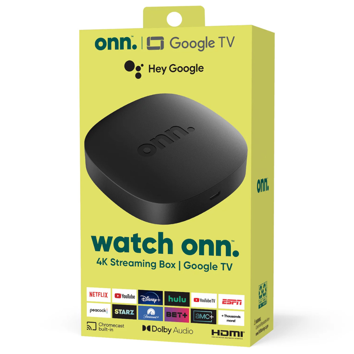 Tv Box ONN UHD 4K 8GB Android Streaming Comando por Voz