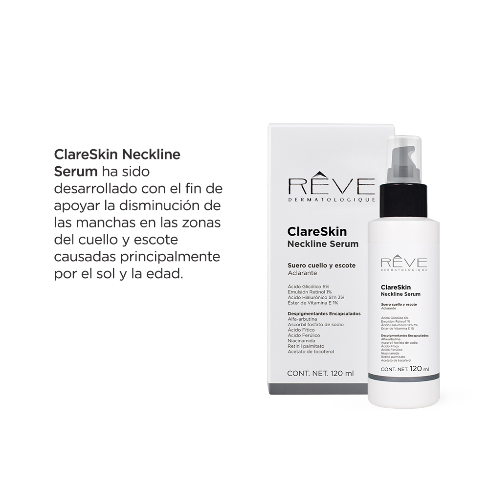 Reve Dermatologique - ClareSkin Neckline Serum - Suero para cuello y escote - Disminuye manchas - 100 ml 