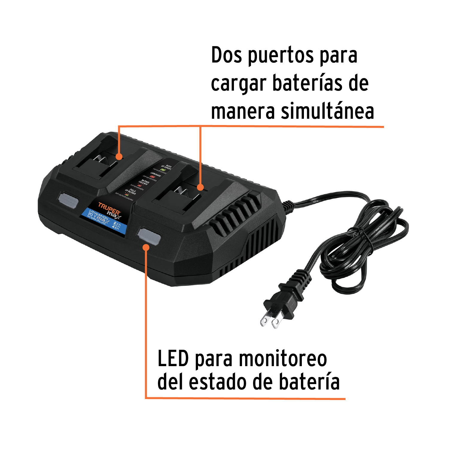 CARGADOR 20V DUAL, TRUPER MAX 102492
