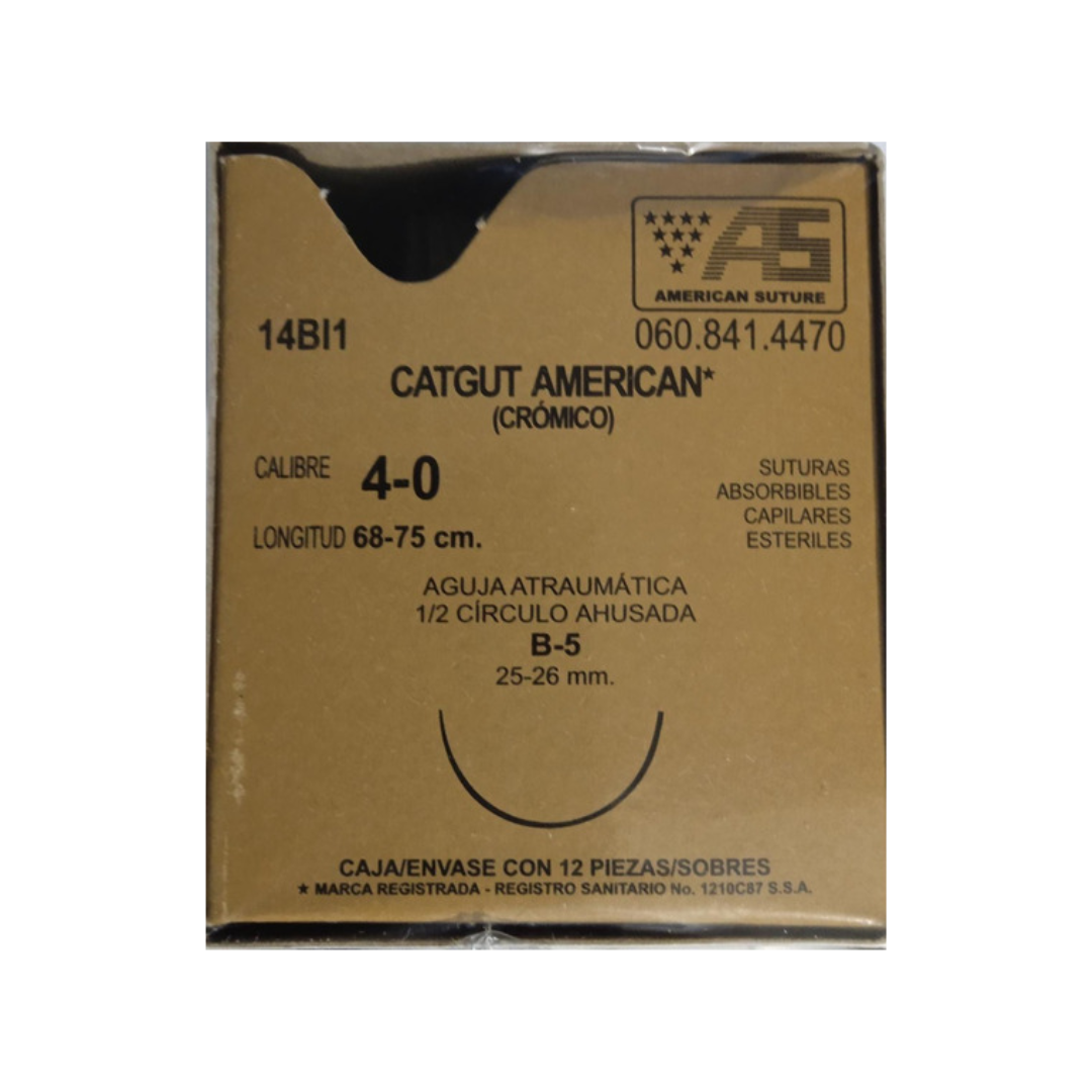 Sutura Catgut Crómico 4-0 B-5 AMERICAN SUTURE
