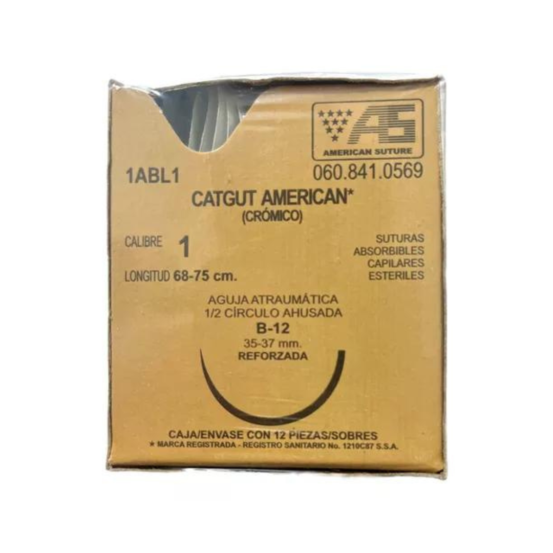 Sutura Catgut Crómico 1 B-12 AMERICAN SUTURE