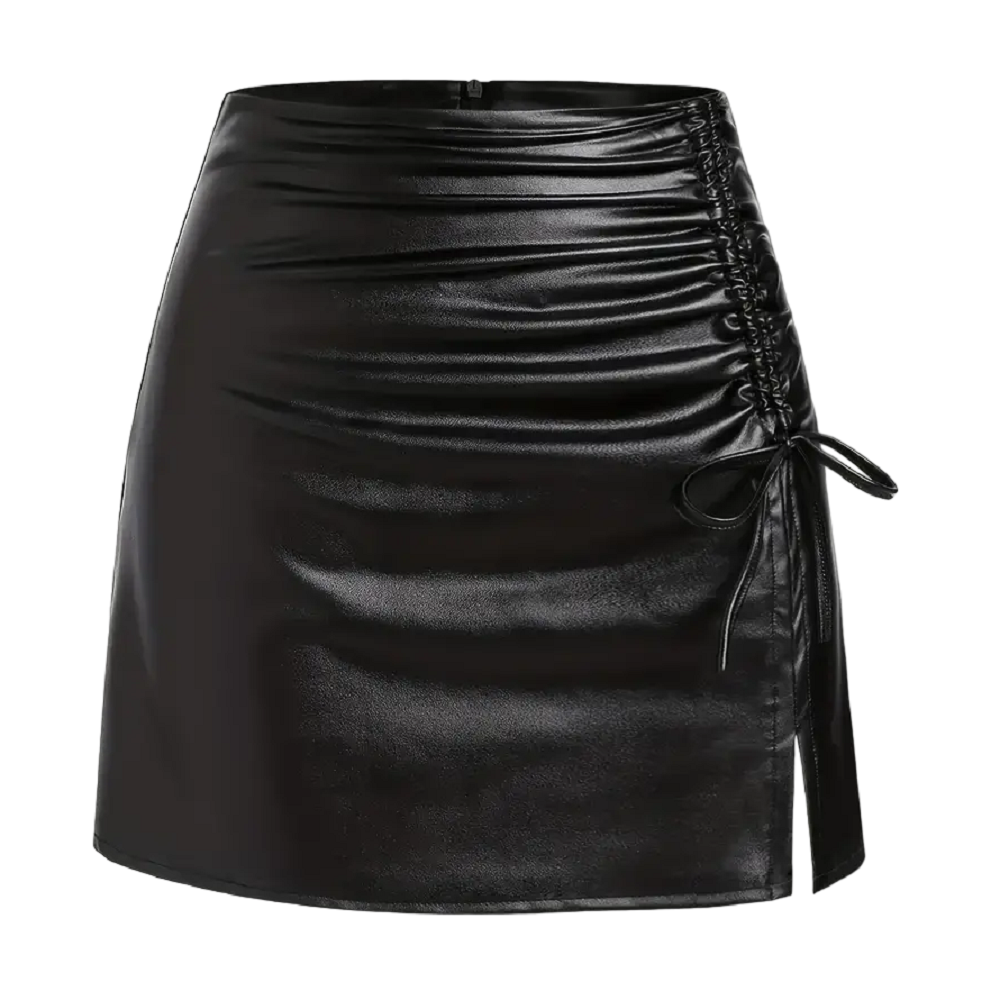Falda de cuero sintetico corta