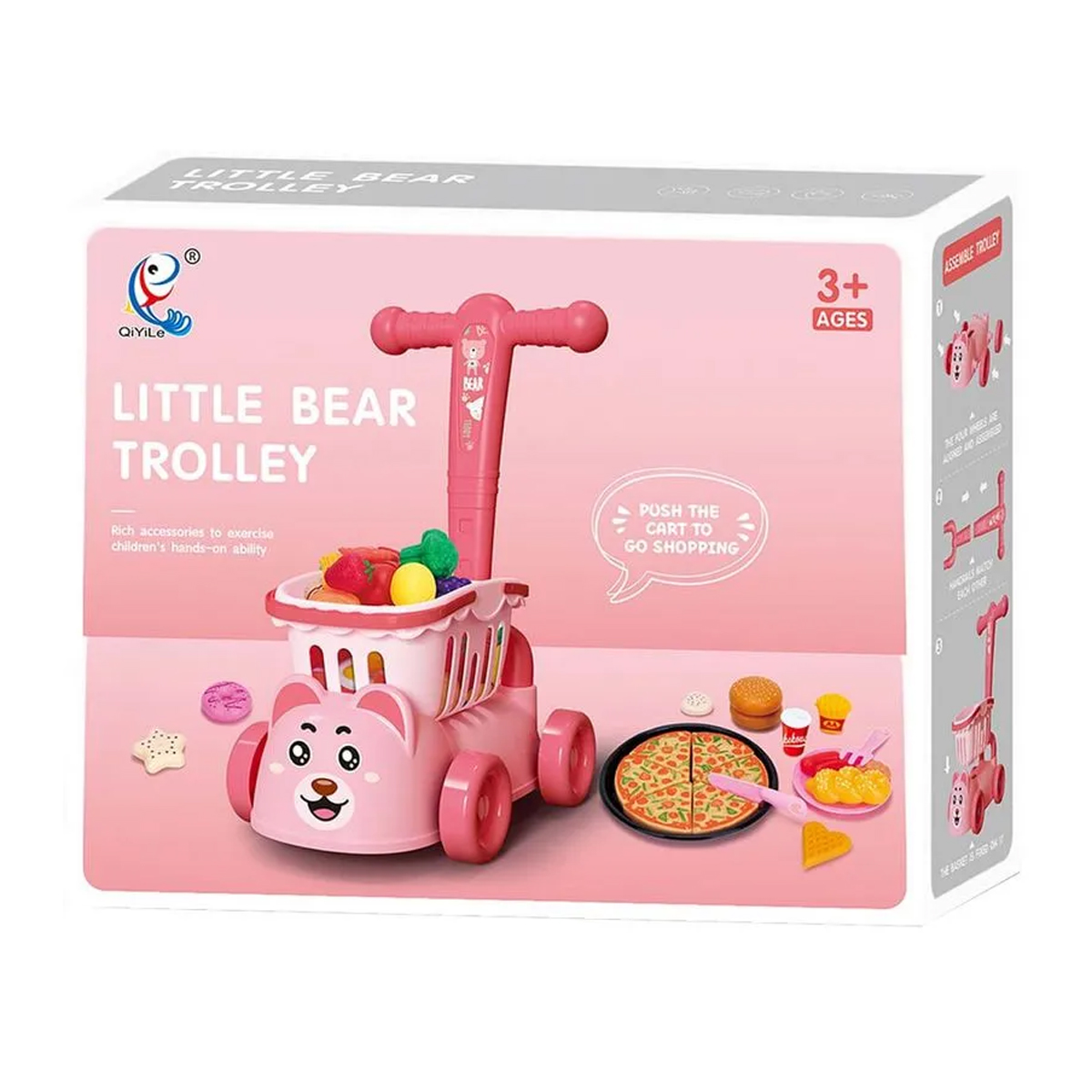 Carrito de Compras Supermercado Infantil Oso Rosa