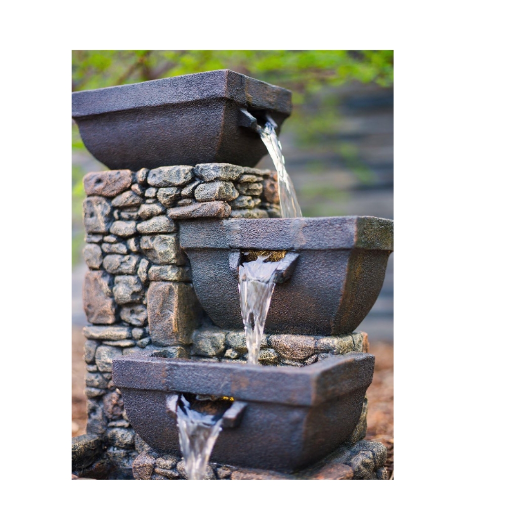 Fuente exterior jardín portátil 4 niveles cascada