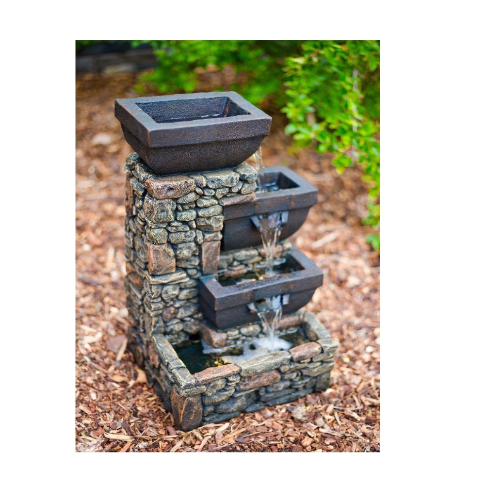 Fuente exterior jardín portátil 4 niveles cascada