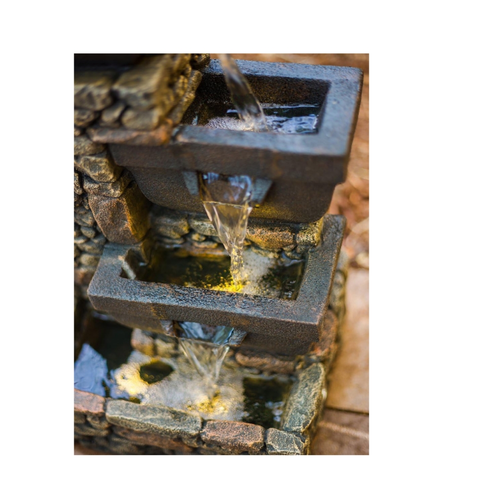 Fuente exterior jardín portátil 4 niveles cascada