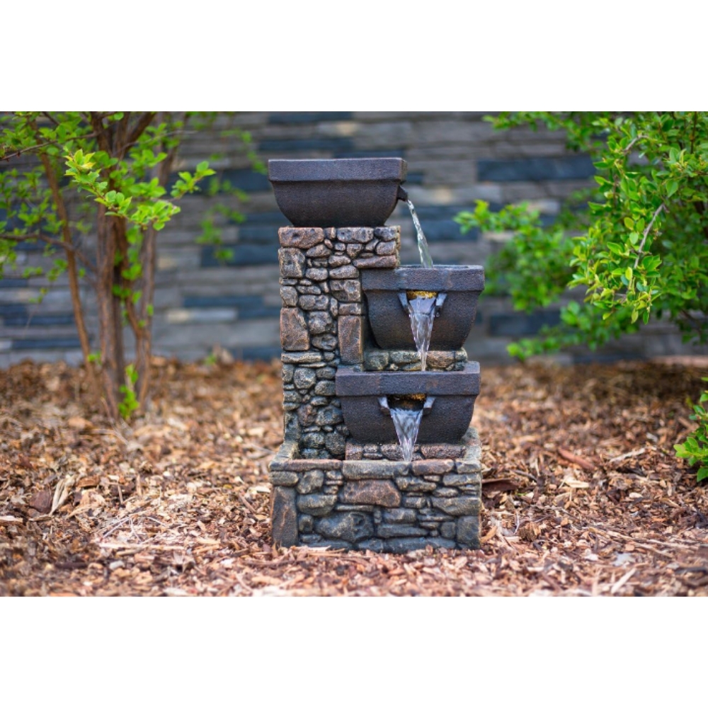 Fuente exterior jardín portátil 4 niveles cascada