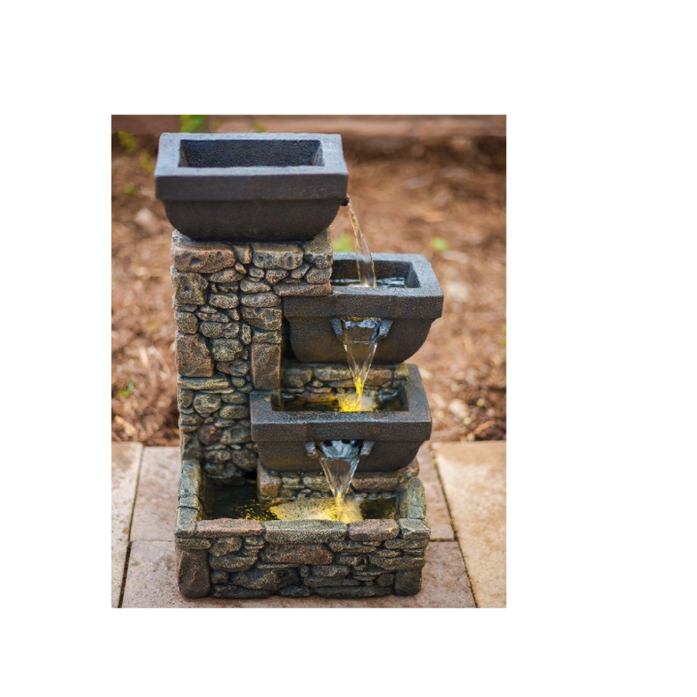 Fuente exterior jardín portátil 4 niveles cascada