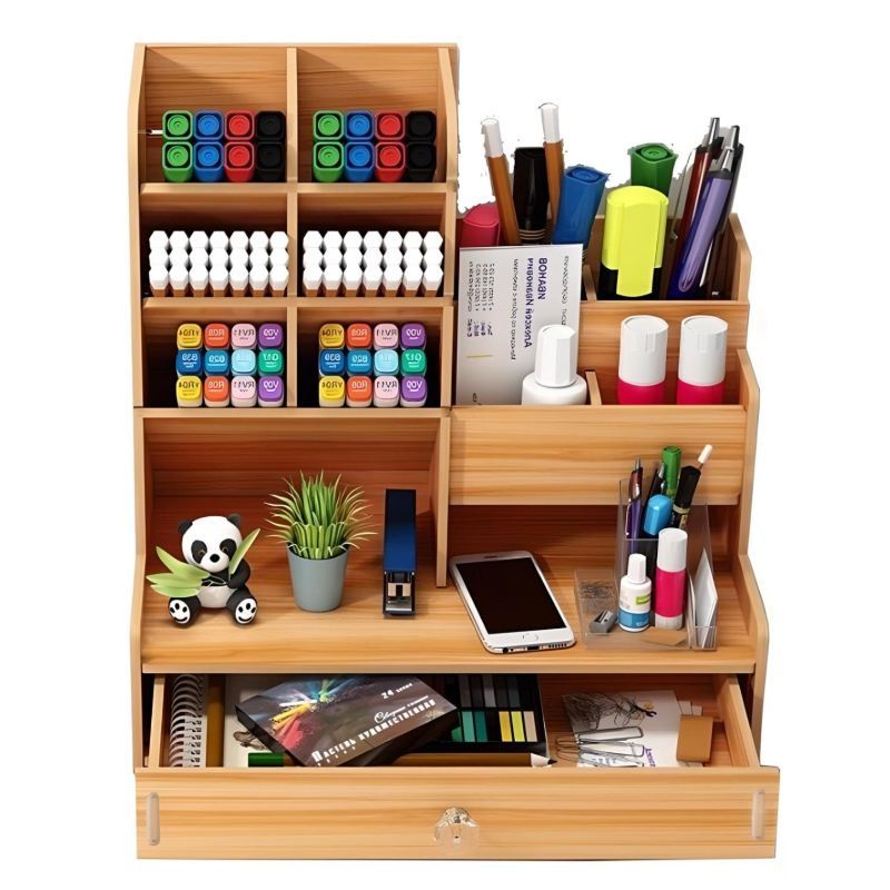 Organizador De Escritorio Madera Oficina Con Cajonera