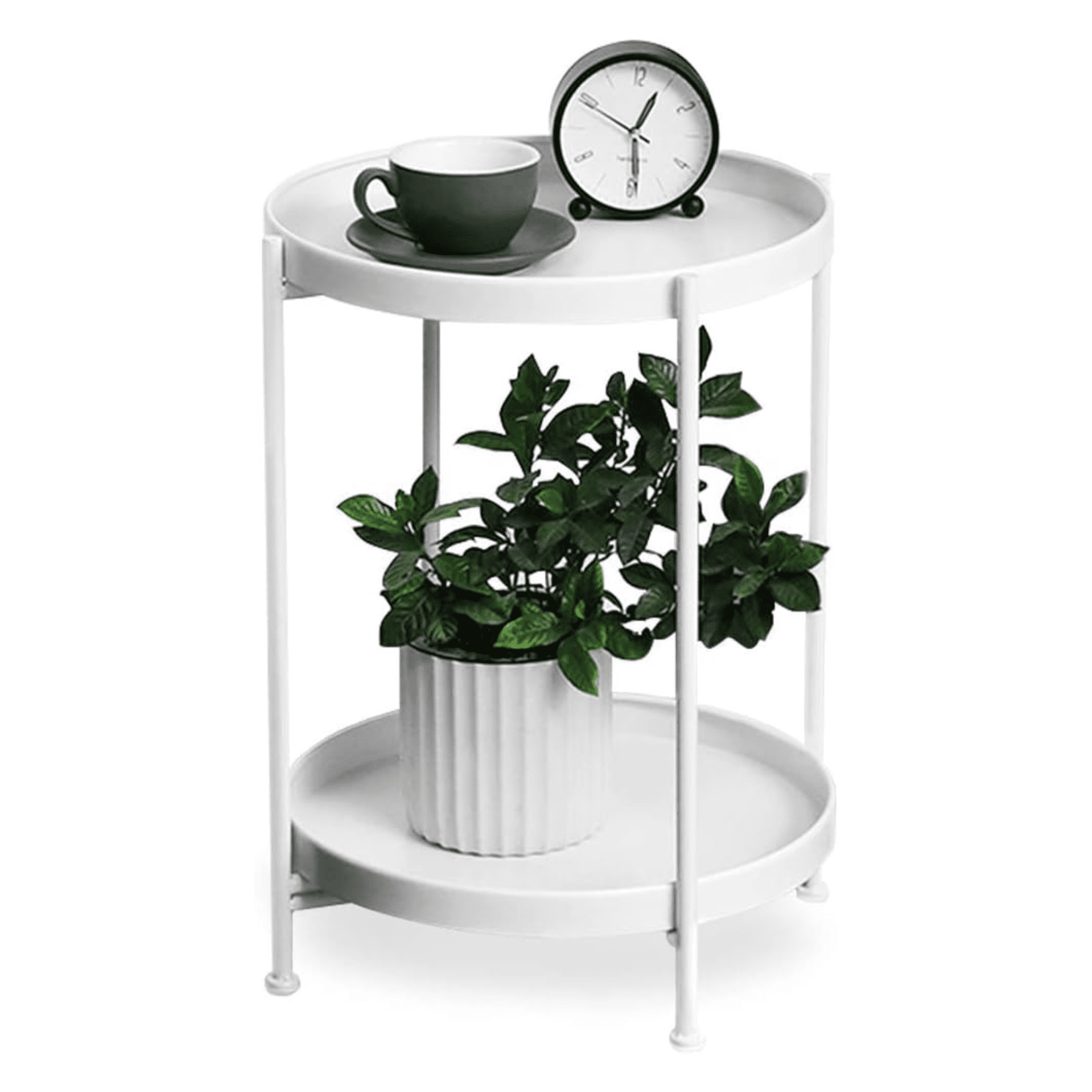 Mesa Auxiliar Lateral De 2 Niveles Mesa De Centro Plegable Mesa De Exhibición Para El Hogar Muebles Decorativos