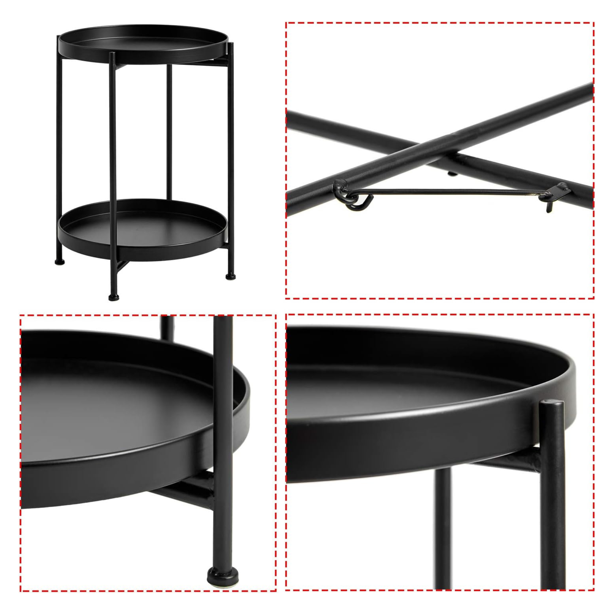 Mesa Auxiliar Lateral De 2 Niveles Mesa De Centro Plegable Mesa De Exhibición Para El Hogar Muebles Decorativos