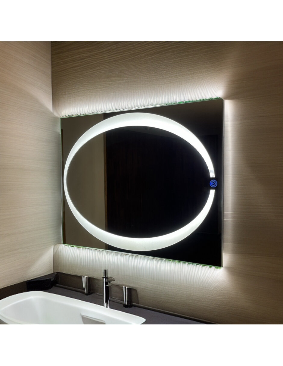 Espejo con luz led rectangular con luz ovalada fria marca ARD medidas 78 x 60 cm