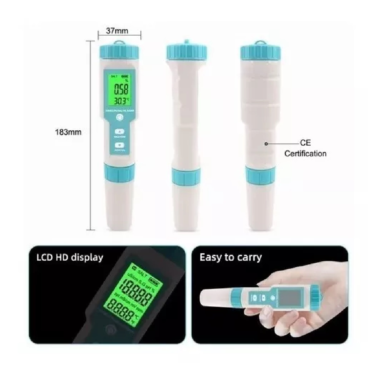 7 En 1 Medidor De Ph/ec/tds/orp/sg/salinidad/temperatura