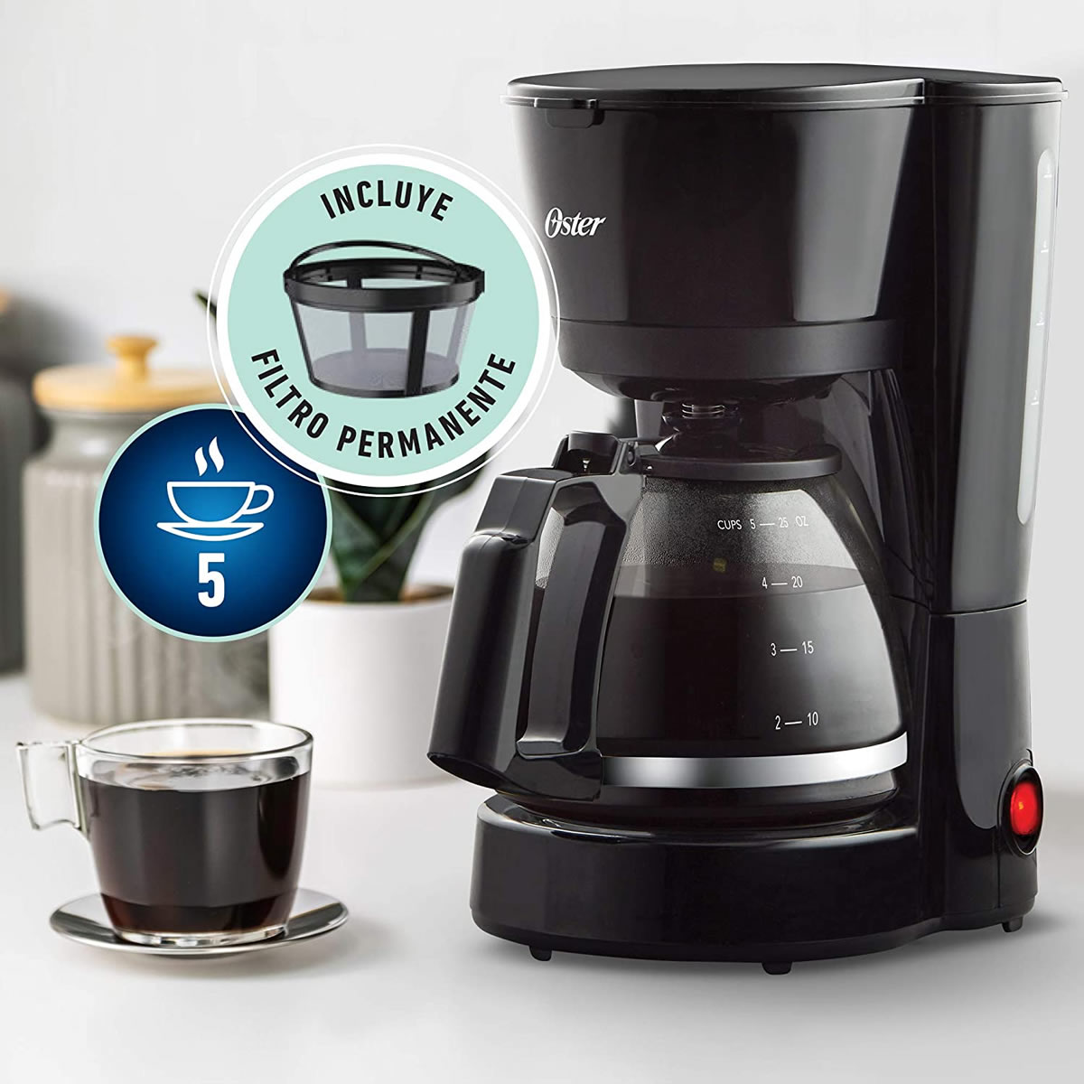 Cafetera Oster BVSTDC05 Semi Automática Goteo 5 Tazas 120V