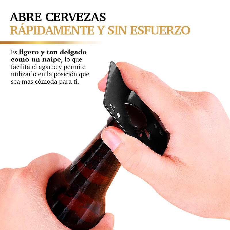 Destapador de Cerveza en Forma de Baraja Acero Inoxidable 4 Piezas