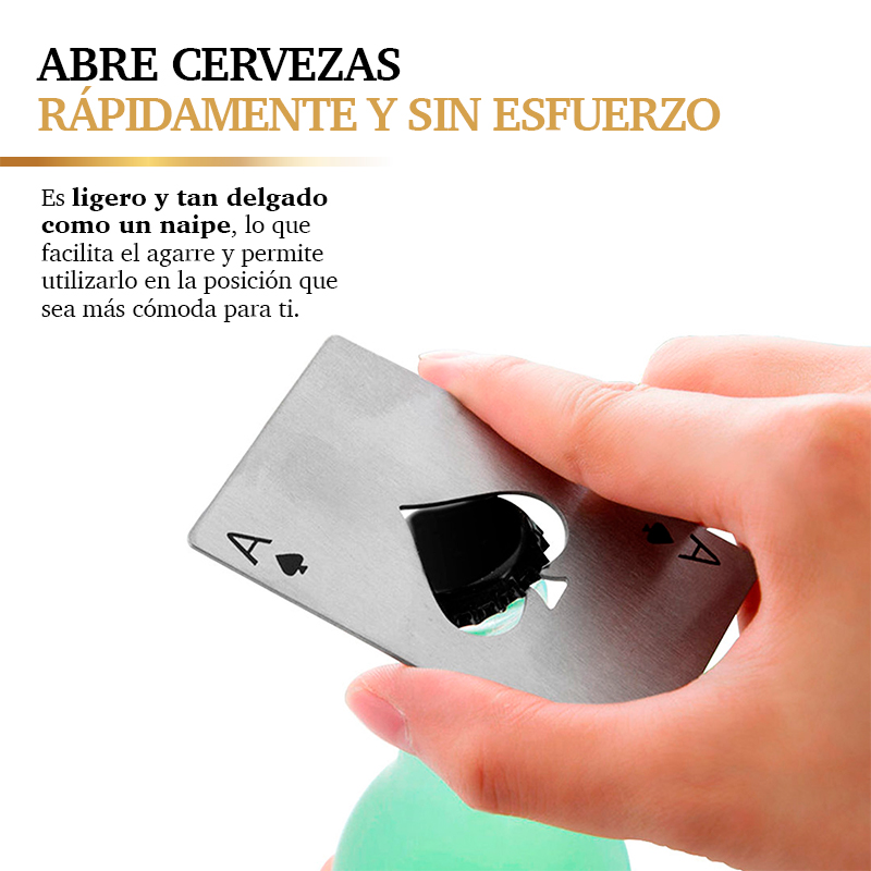 Destapador de Cerveza en Forma de Baraja Acero Inoxidable 4 Piezas