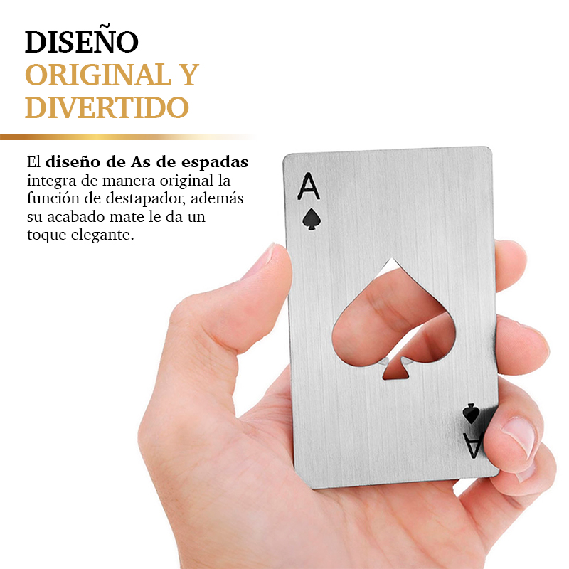Destapador de Cerveza en Forma de Baraja Acero Inoxidable 4 Piezas