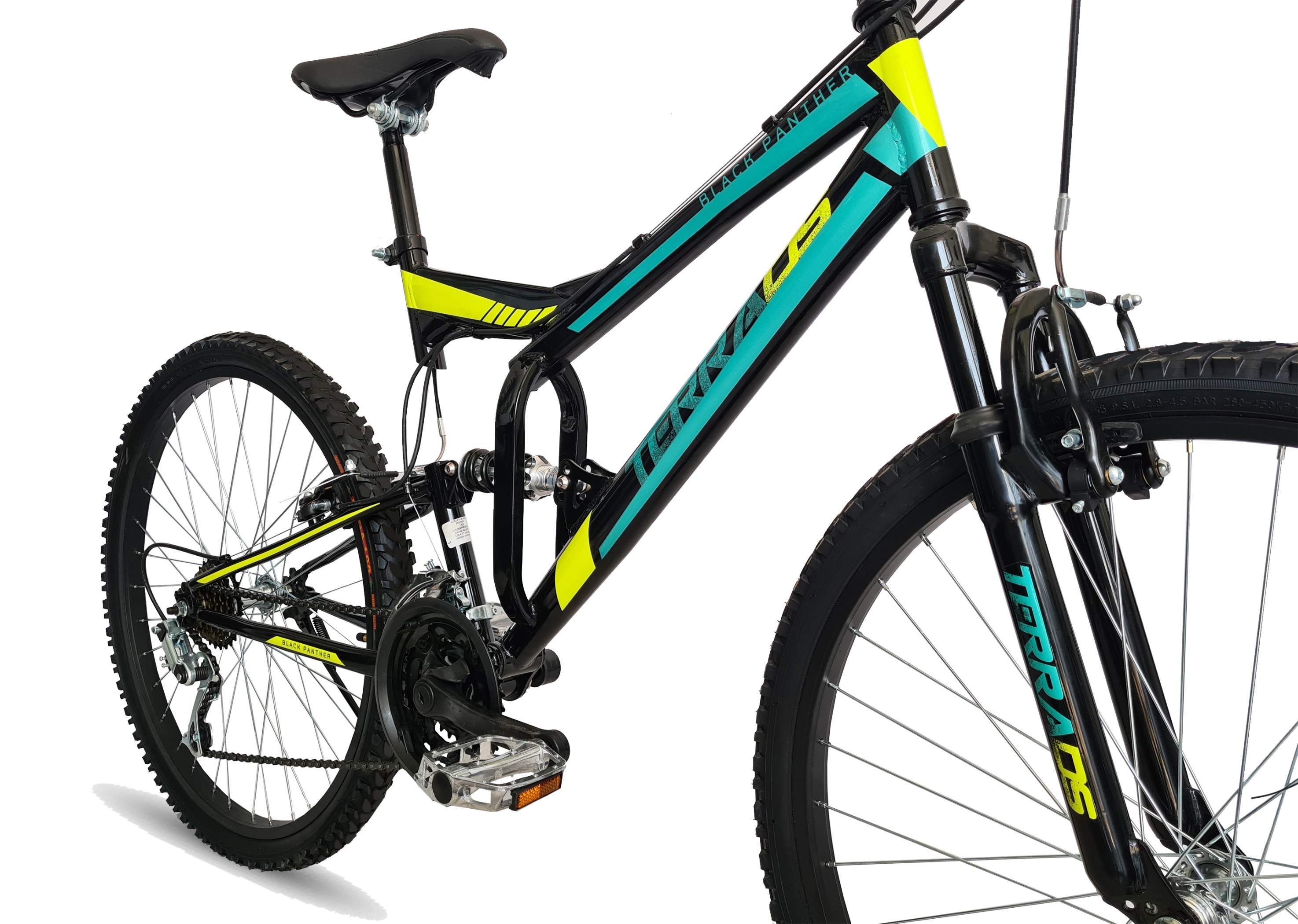 Bicicleta Black Panther Terra 18 Vel Rodada 24 Doble Suspensión Verde