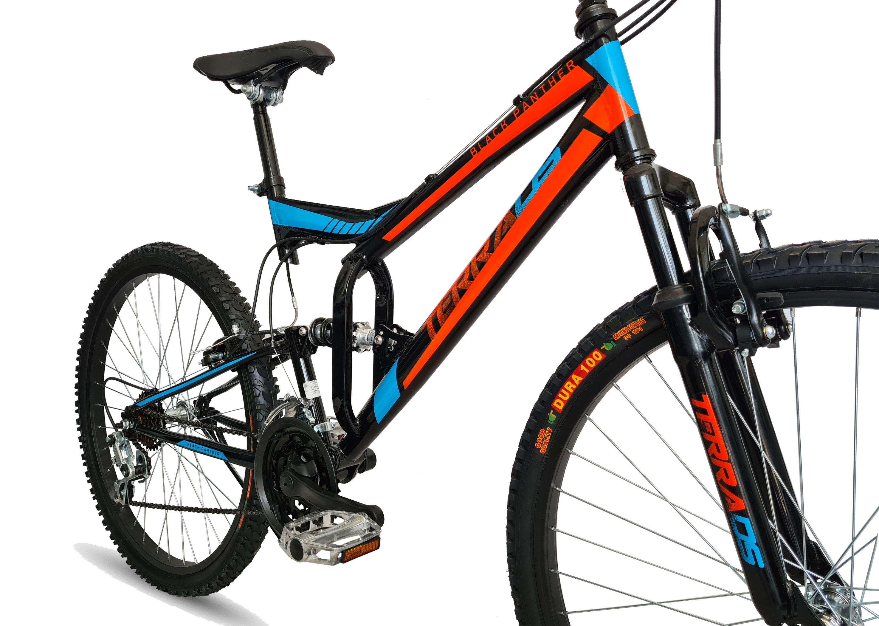 Bicicleta Black Panther Terra 18 Vel Rodada 24 Doble Suspensión Rojo