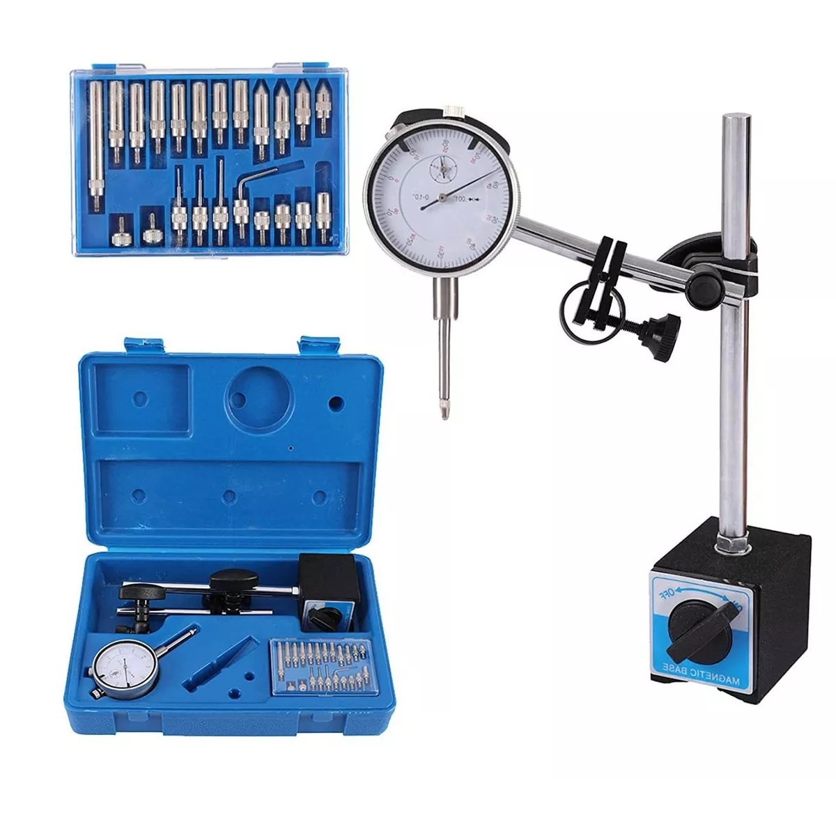 Kit Calibrador Indicador Caratula 0-1 In Con Base Magnética