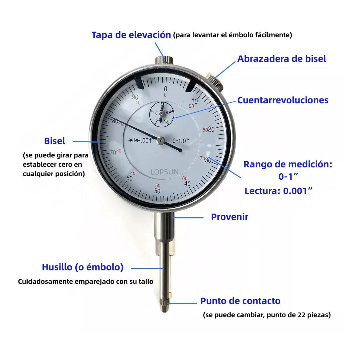 Kit Calibrador Indicador Caratula 0 1 In Con Base Magnética