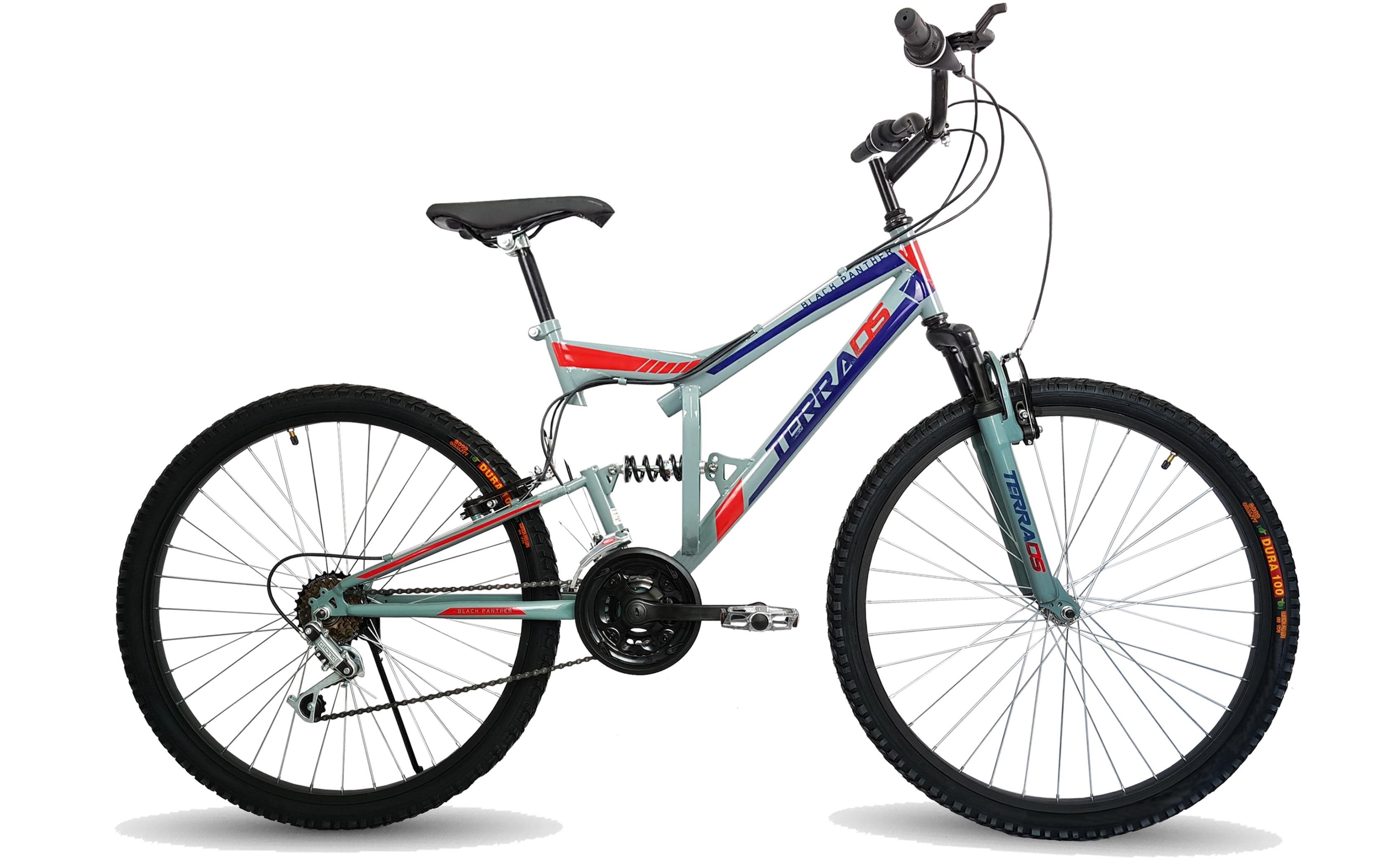 Bicicleta Black Panther Terra 18 Vel Rodada 26 Doble Suspensión Azul