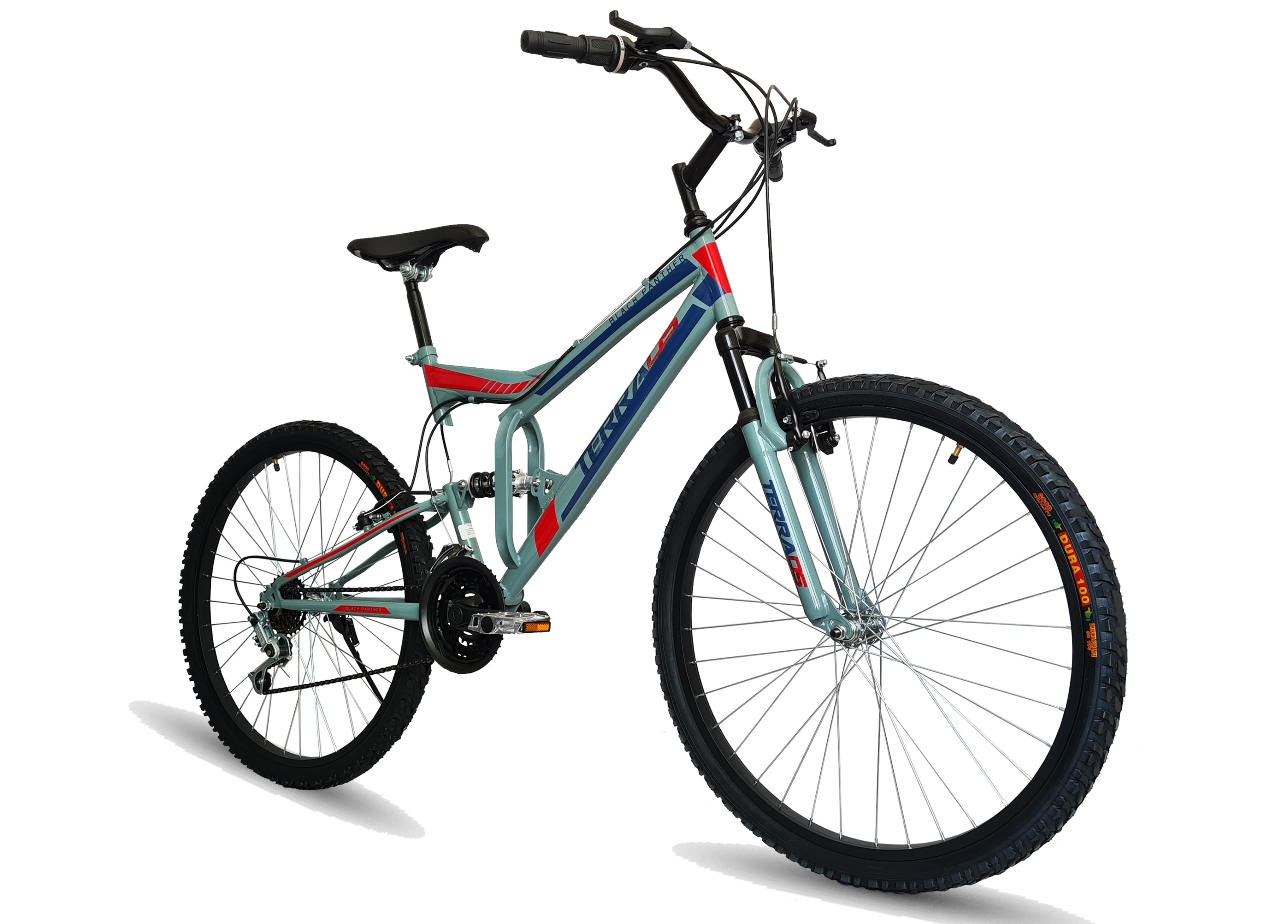 Bicicleta Black Panther Terra 18 Vel Rodada 26 Doble Suspensión Azul