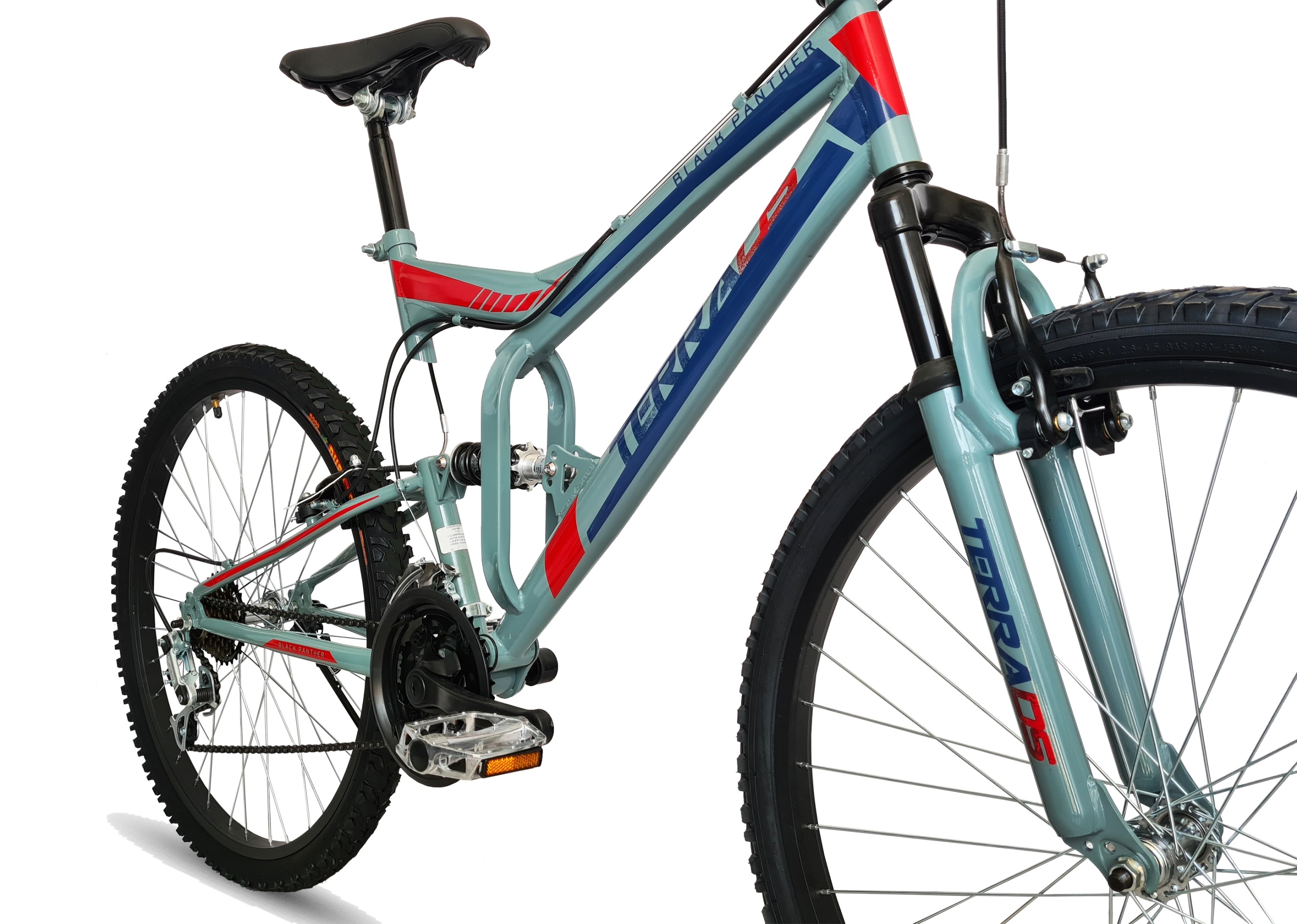 Bicicleta Black Panther Terra 18 Vel Rodada 26 Doble Suspensión Azul