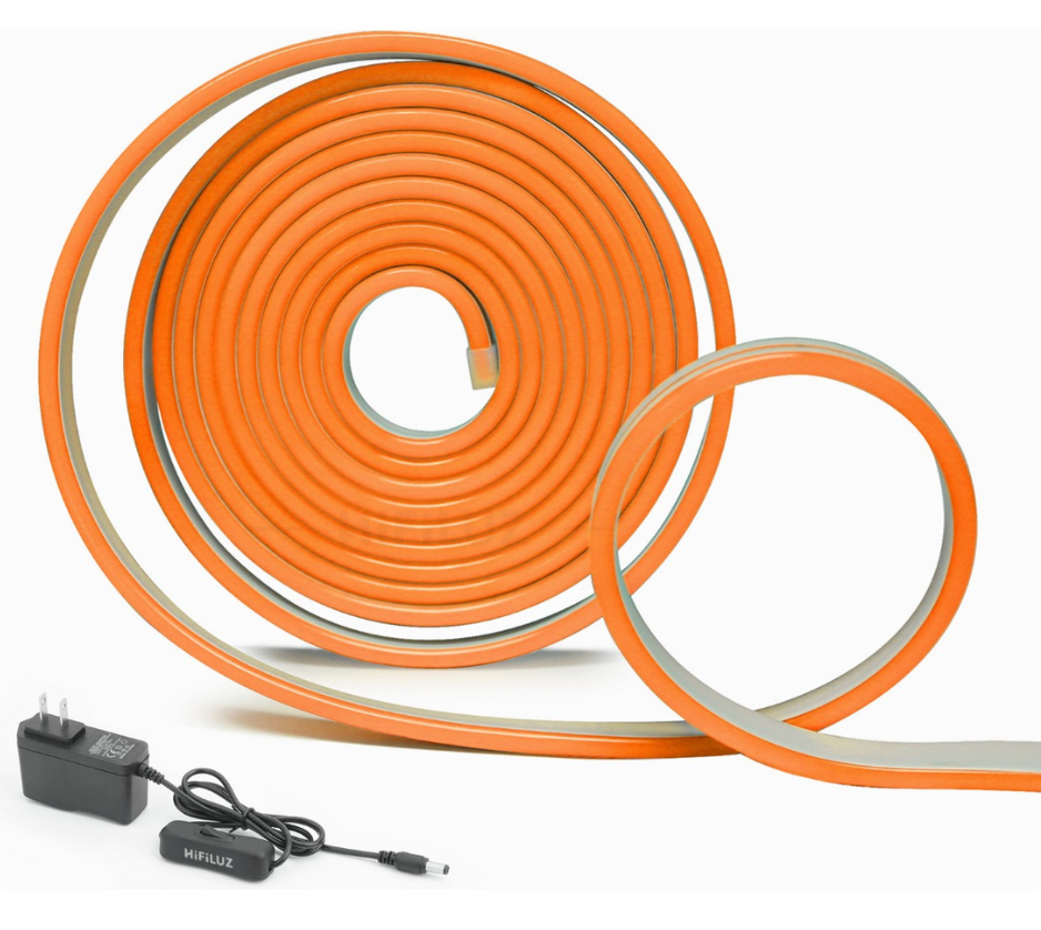 Tiras De Led Luz De Neón Flexible 5m Manguera Con Fuente 12v naranja