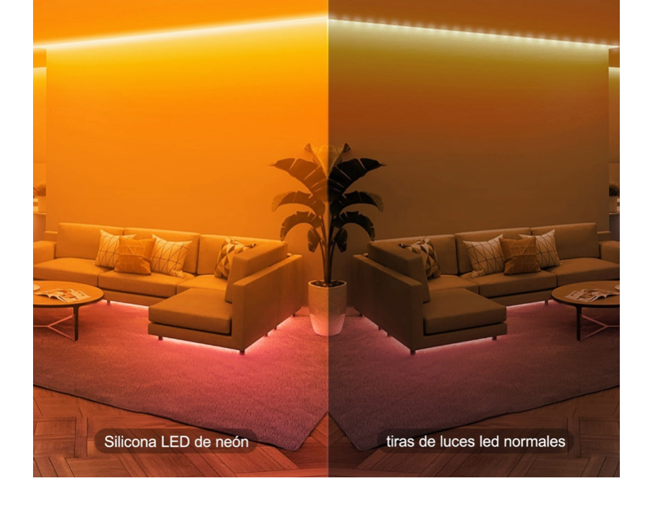 Tiras De Led Luz De Neón Flexible 5m Manguera Con Fuente 12v naranja