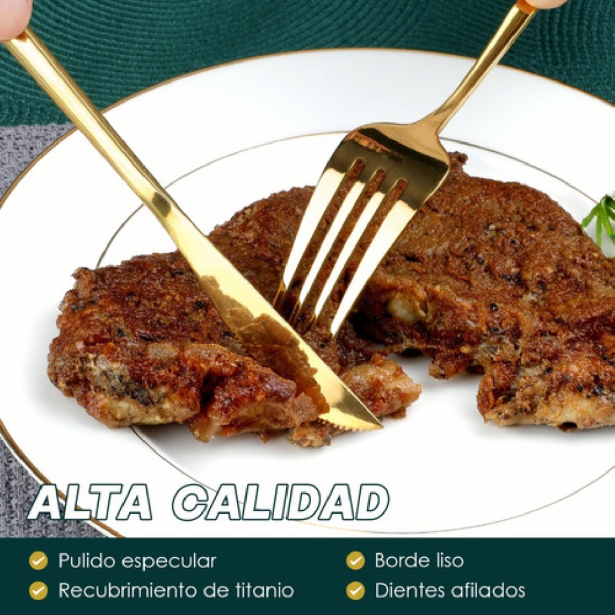 Cubertería De Acero Inoxidable 24 Piezas Dorado