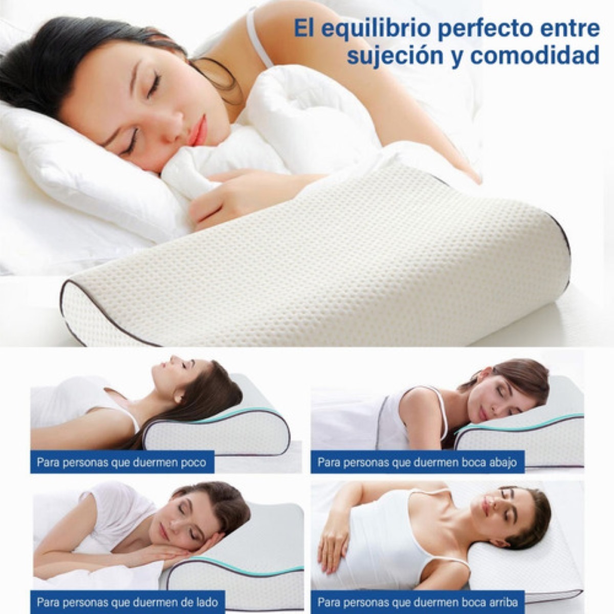 2 Pza Almohadas Foam Cómodo Ergonómica Blanco