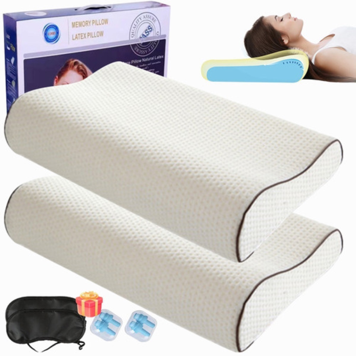 2 Pza Almohadas Foam Cómodo Ergonómica Blanco