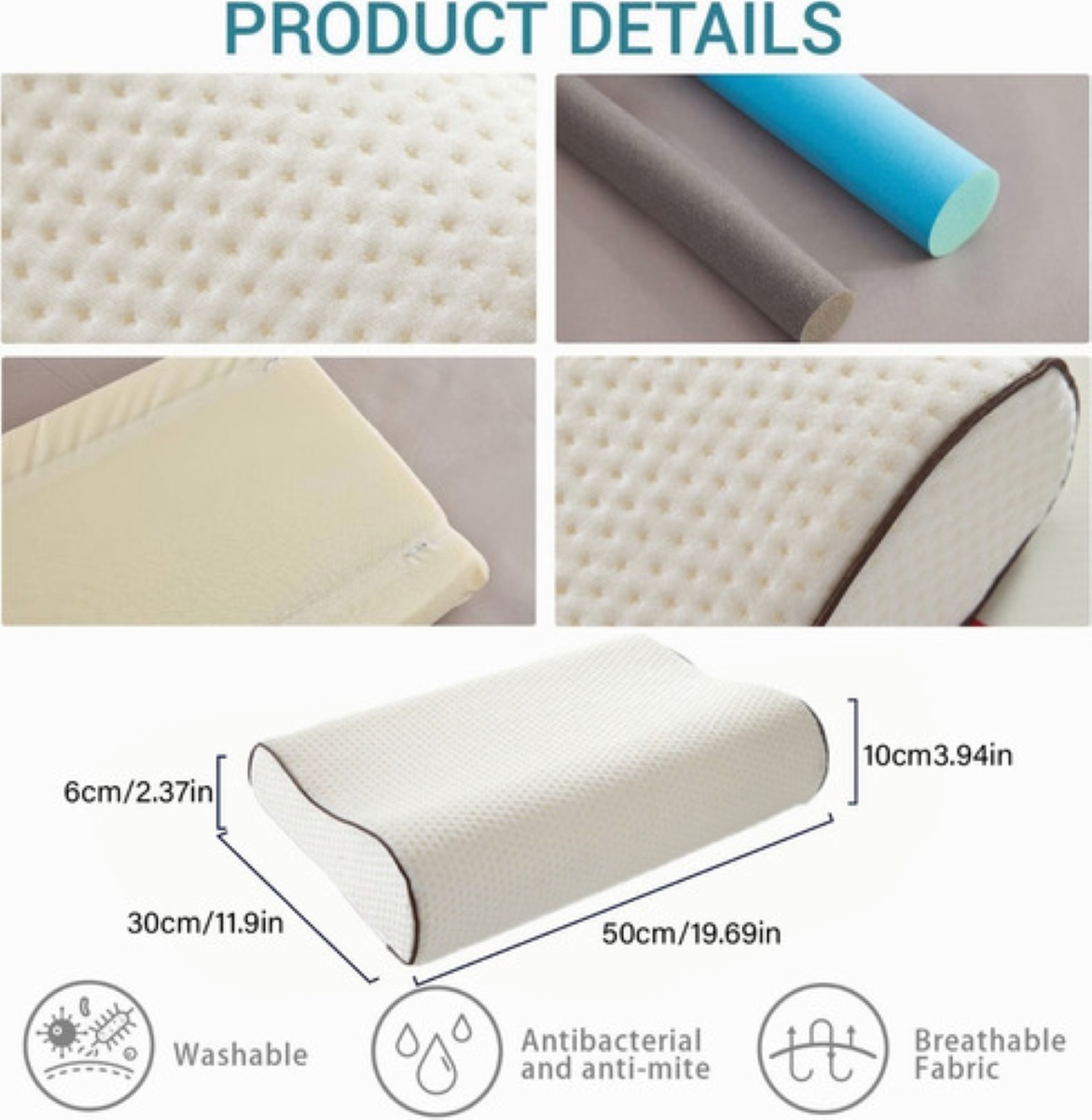 2 Pza Almohadas Foam Cómodo Ergonómica Blanco