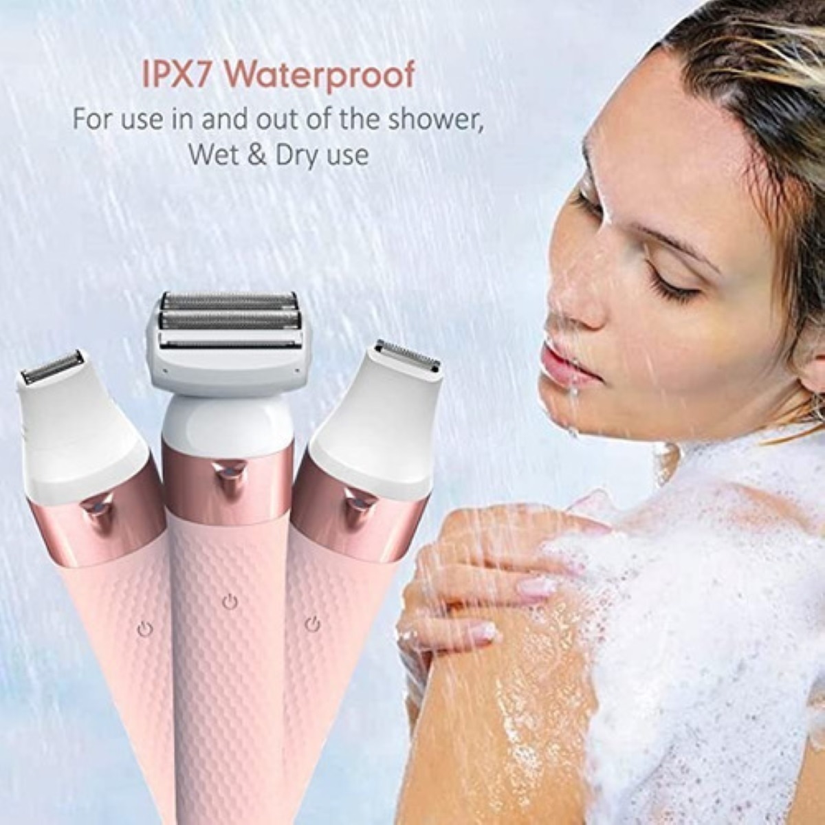 Máquina De Afeitar Eléctrica Recortadora 3 En 1 Rosa