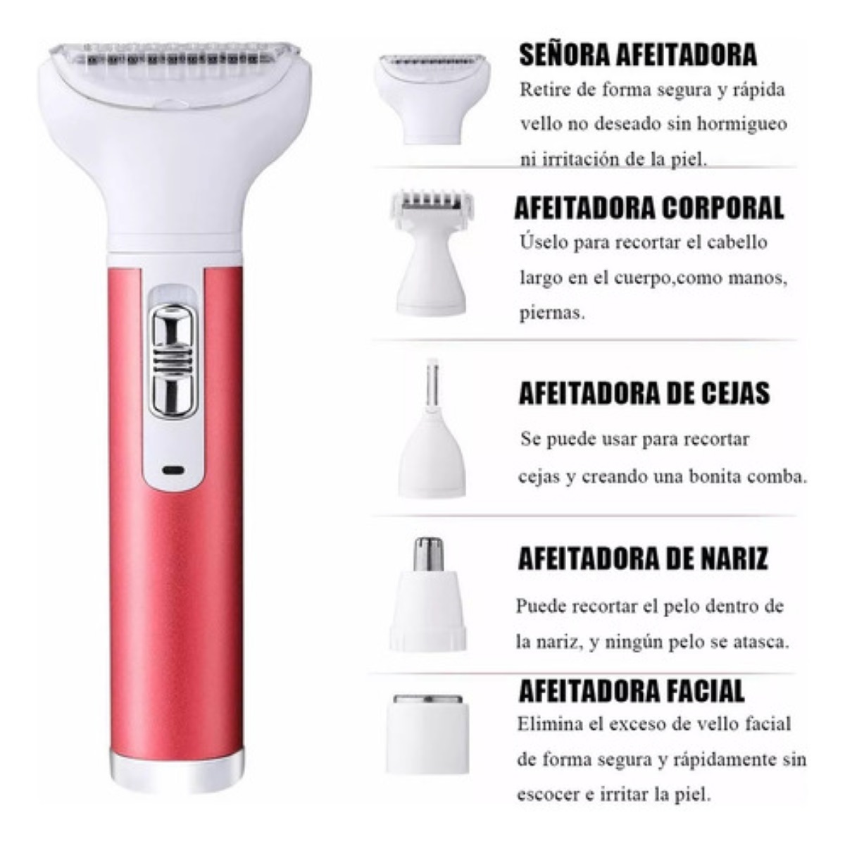 Depiladora Facial Eléctrica Recargable Para Mujeres Rojo
