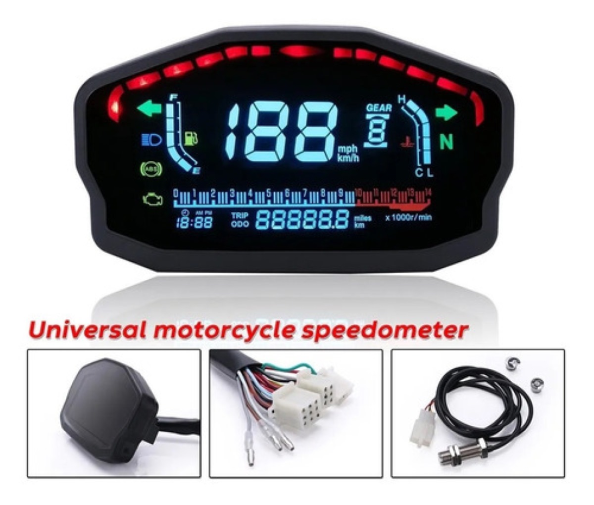Medidor Digital Universal De Motocicleta C/retroiluminación Negro