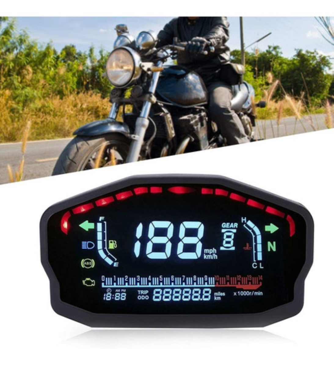 Medidor Digital Universal De Motocicleta C/retroiluminación Negro