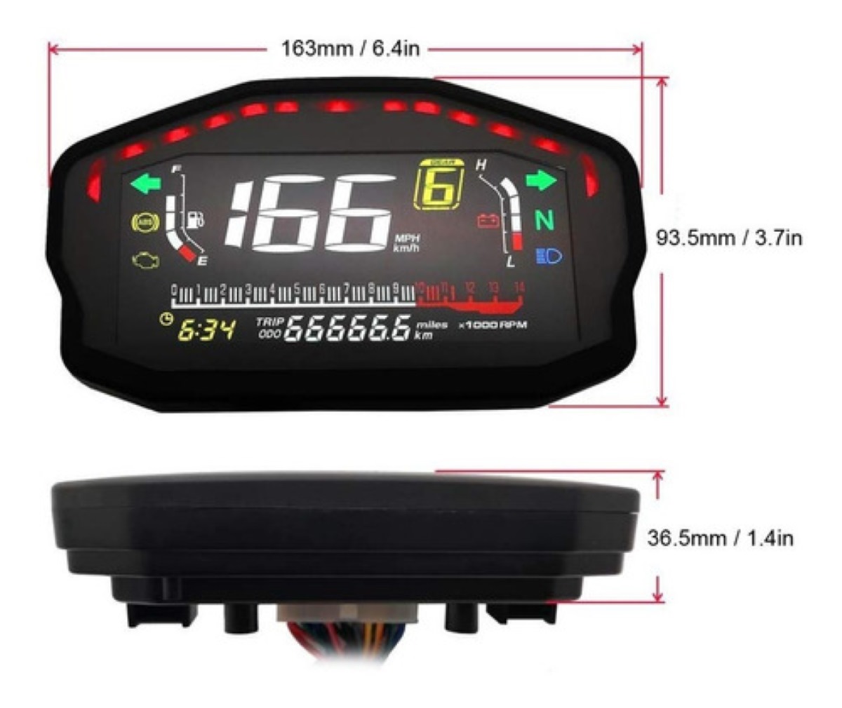 Medidor Digital Universal De Motocicleta C/retroiluminación Negro