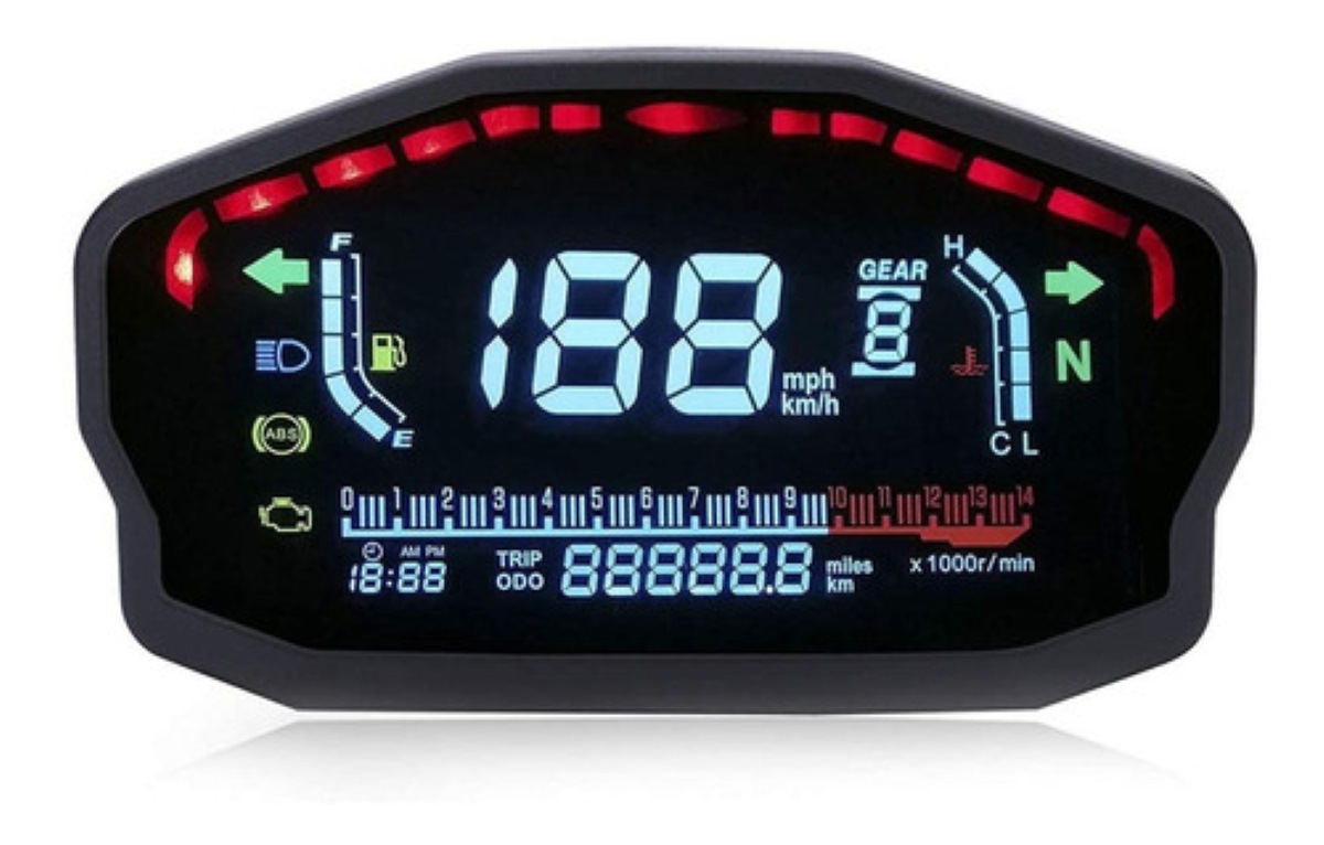 Medidor Digital Universal De Motocicleta C/retroiluminación Negro