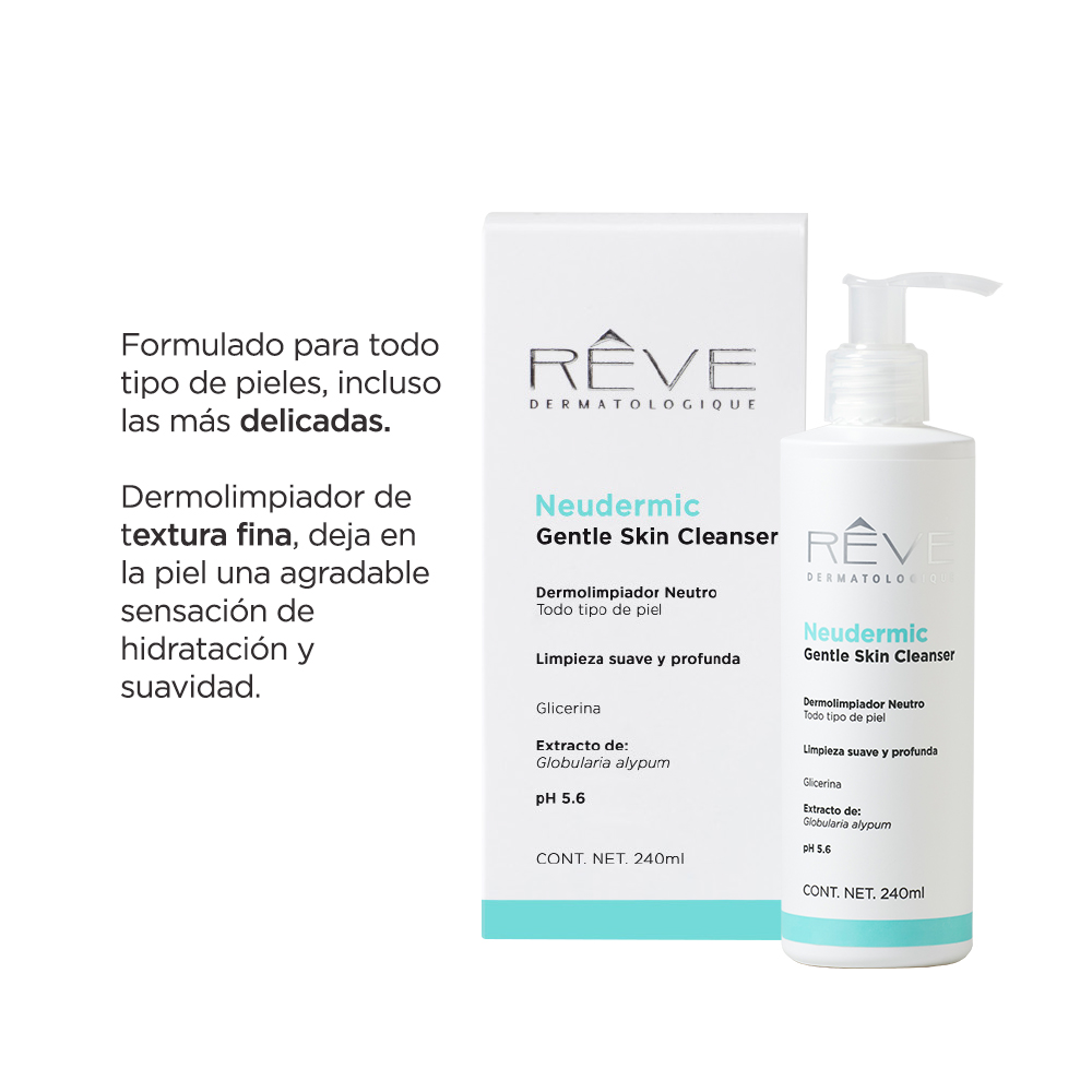 Reve Dermatologique - Neudermic Gentle Skin Cleanser - Dermolimpiador para todo tipo de piel - Hidratante y suavidad - 240 ml