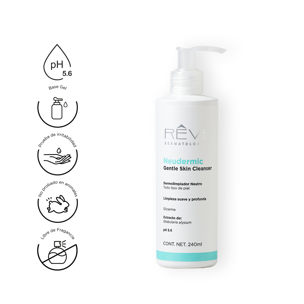Reve Dermatologique - Neudermic Gentle Skin Cleanser - Dermolimpiador para todo tipo de piel - Hidratante y suavidad - 240 ml