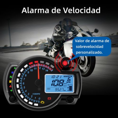 Velocímetro Moto Tablero Universal Digital Deportiva 7 Colo Negro Redondo